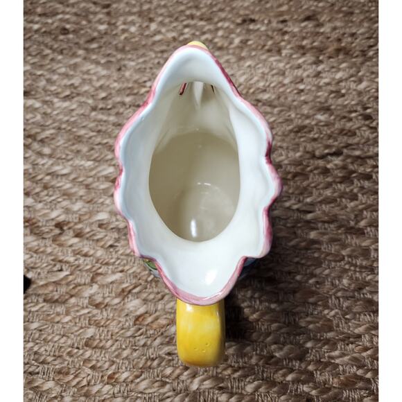 Pottery Majolica Rooster Pitcher Handmade Painted Italy Marked Dip. A Mano 9.5" - Picture 7 of 10